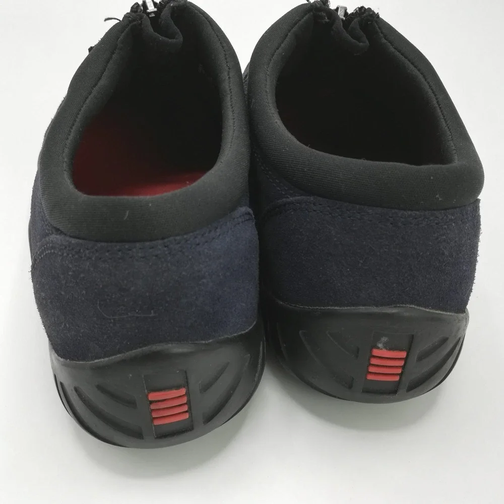 Lands End Shoes Womens Loafers All Weather Navy Suede Leather Slip On Zipper 6